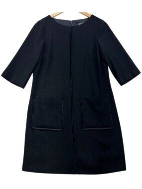 Tahari Arthur S. Levine Women's Tipped Shift Dress Half Sleeve Size 6 Black